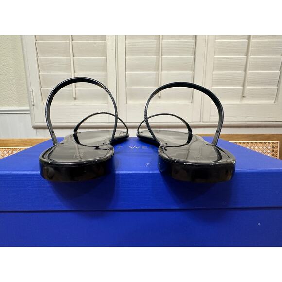 Stuart Weitzman Sawyer Slide Black Semi Shine Rubber 10 NIB Minimalist Vacation - Picture 11 of 15